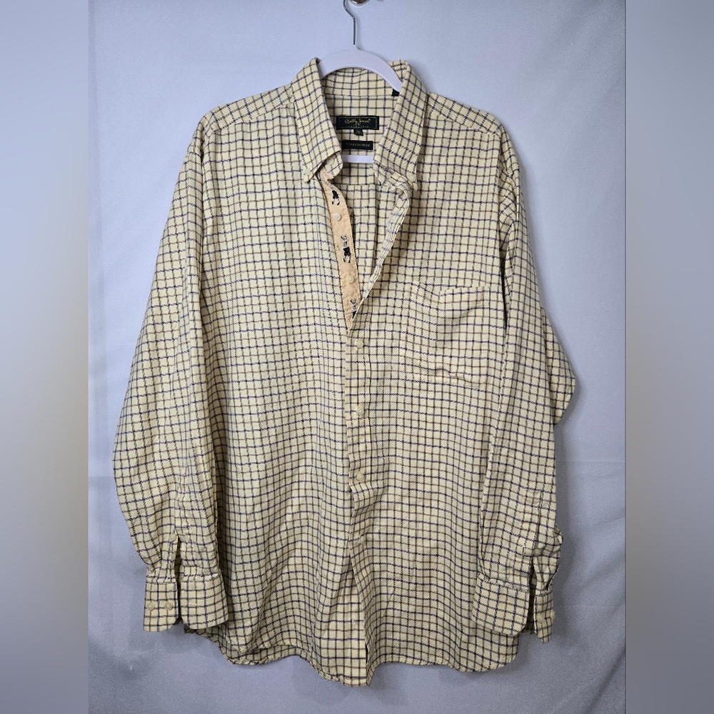 Bobby Jones Collection Yellow Plaid Button-Up Shirt Golf Embroidery XL